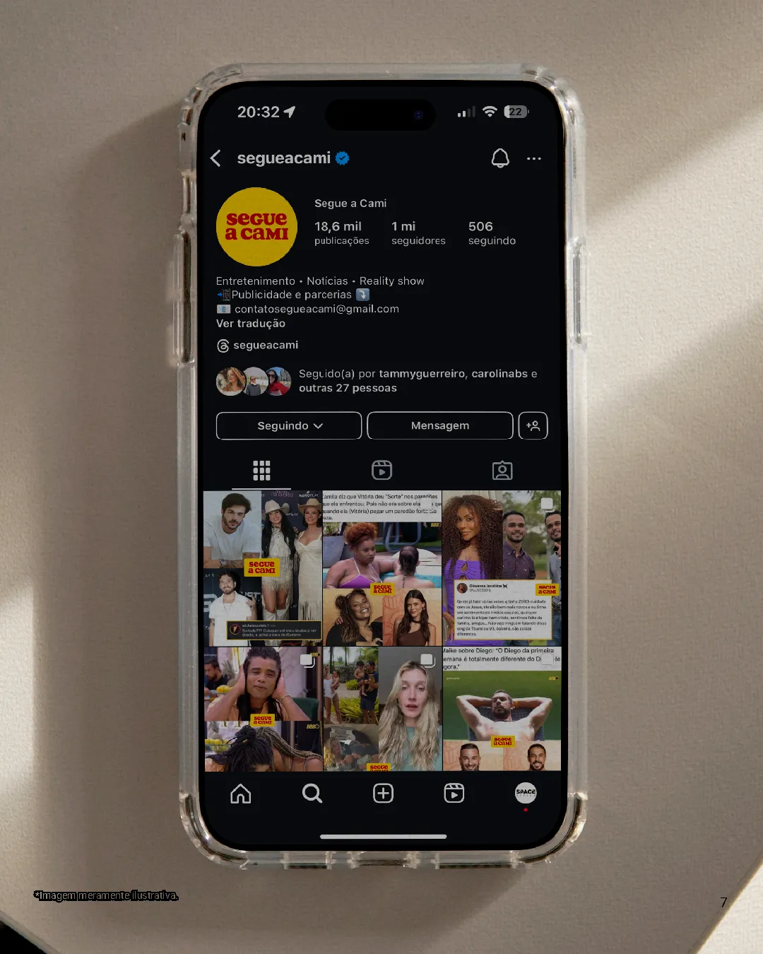 Segue a Cami identidade visual aplicada ao Instagram e redes sociais